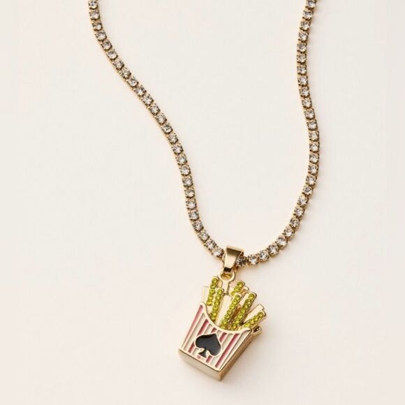 kate spade x Target Gold Faux Stone Chain Necklace French Fries Charm - Picture 1 of 11